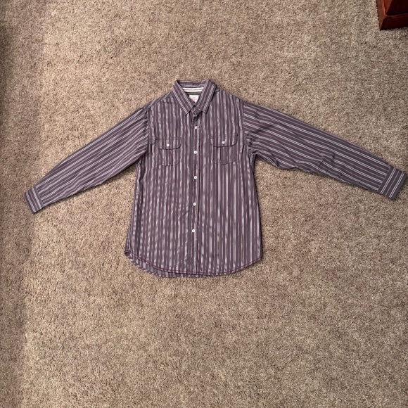 Red Camel -youth large button down shirt charcoal gray with pinstripes - Picture 1 of 5